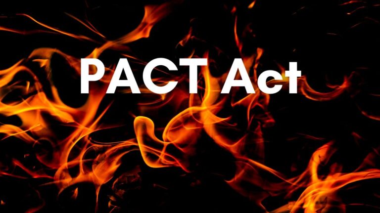 Fire on a Black Background with White PACT Act Text