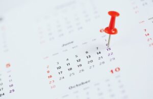 Red Pin in a Calendar of June